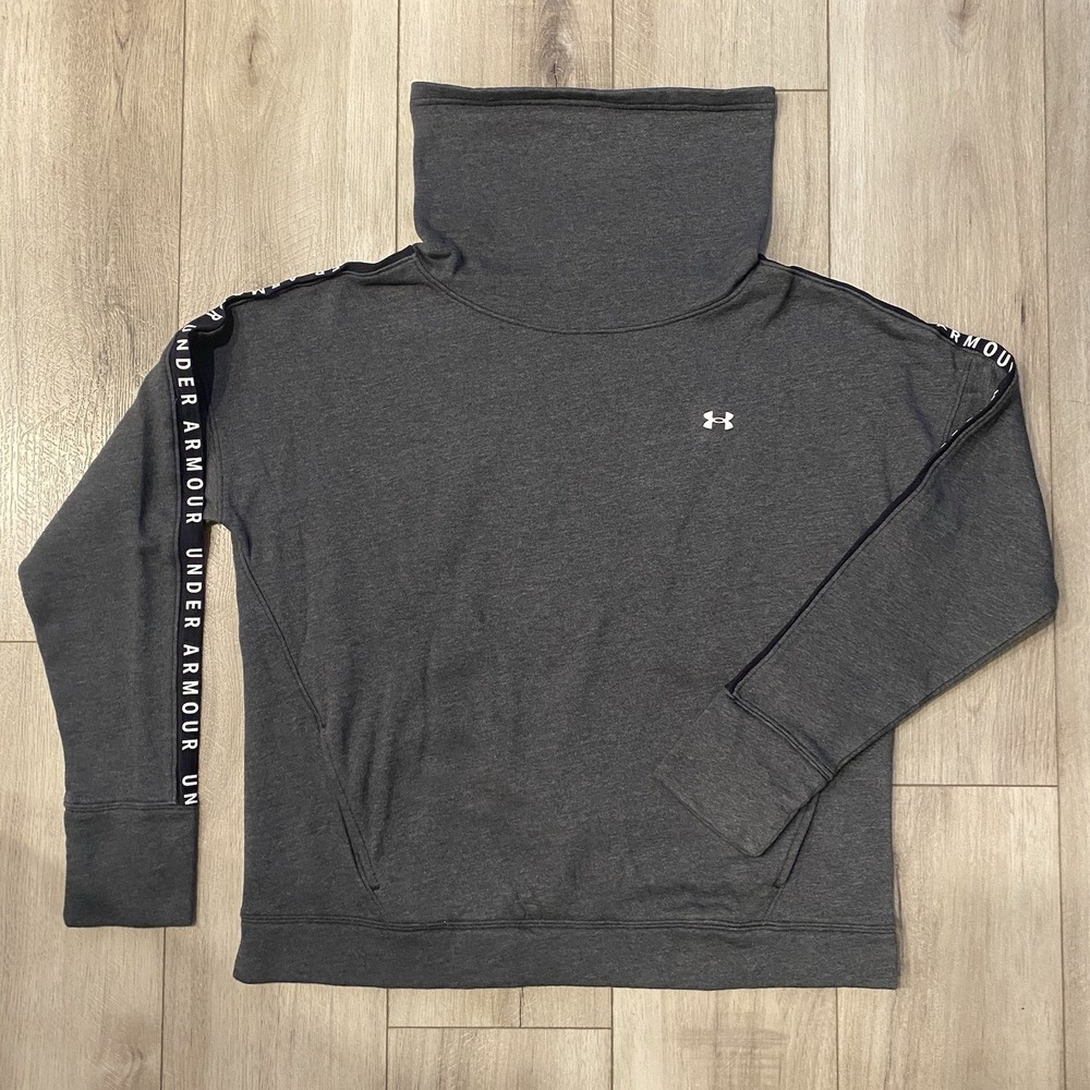 Under Armour Women's Sweatshirt Large Black‎ Loose Funnel Neck Pullover
